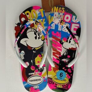 Havaianas Top Slim Disney Kids Flip Flops/Minnie & Mickey. 2 different sizes New